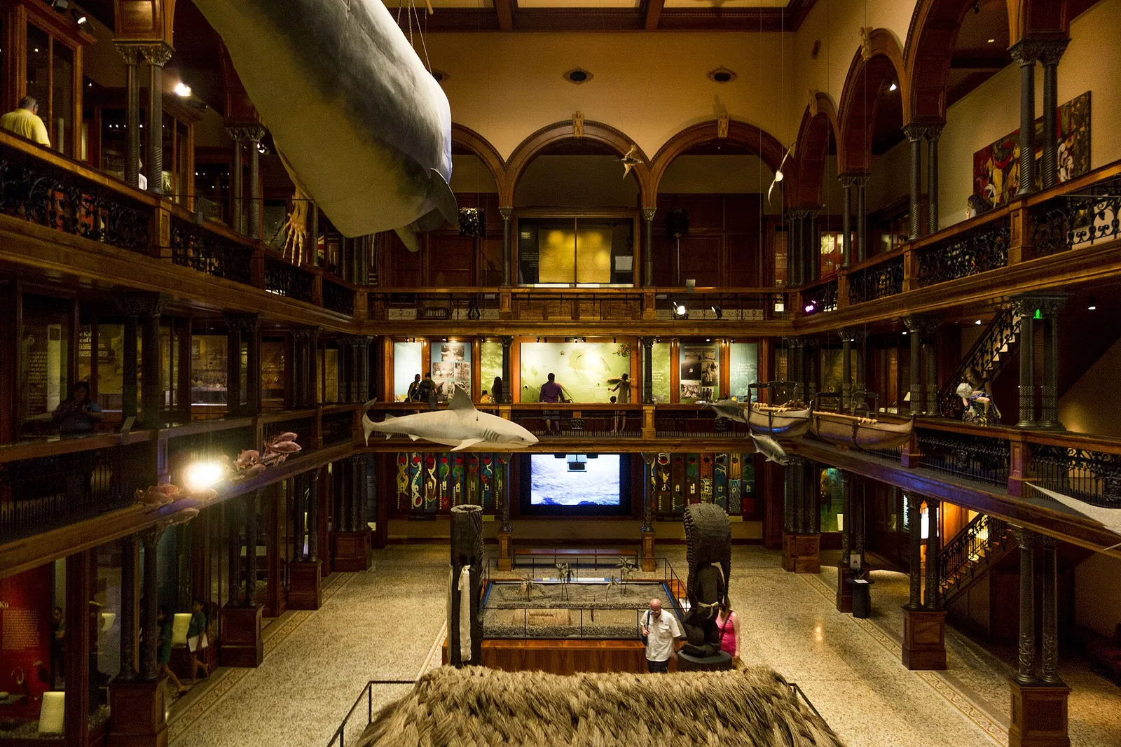The koa-wood galleries of Hawaiian Hall at the Bishop Museum in Honolulu