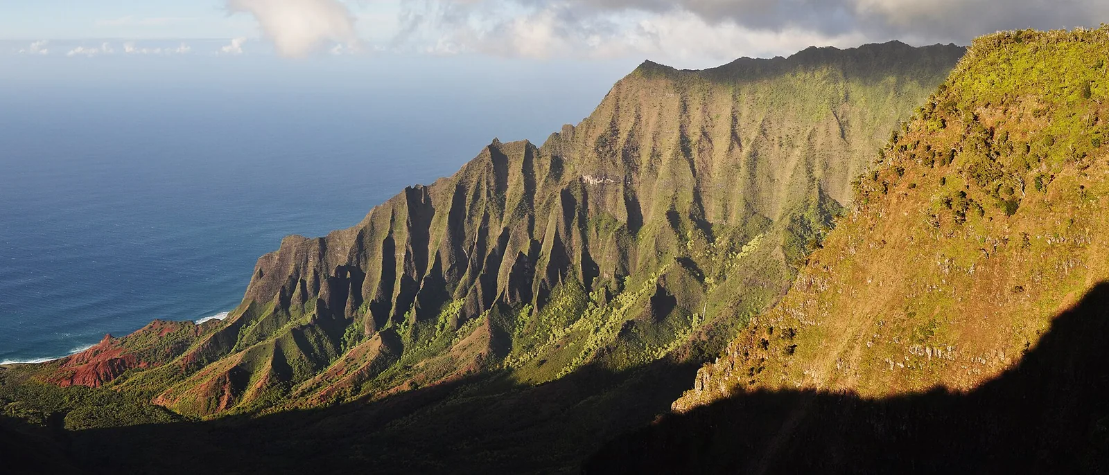 Kalalau Valley and the Na Pali cliffs seen from the Kalalau Lookout in Kokee