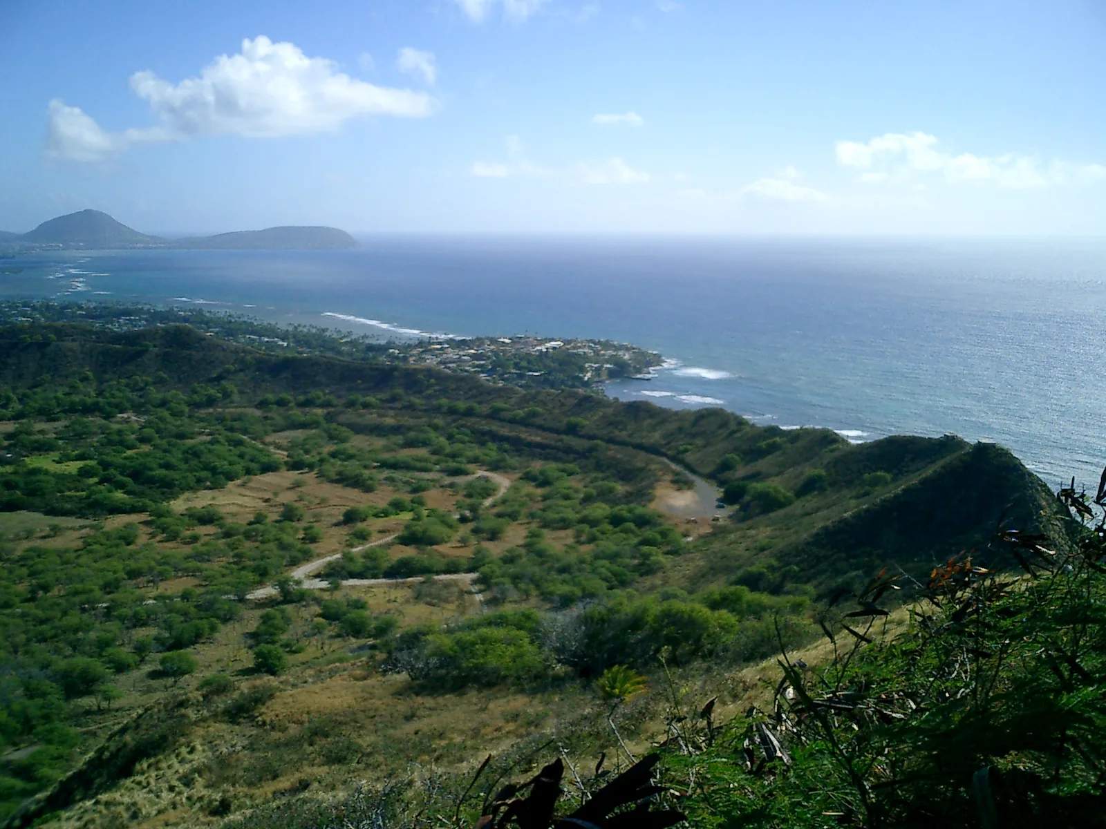 View east from the Diamond Head rim over Kahala towards Koko Head and the ocean